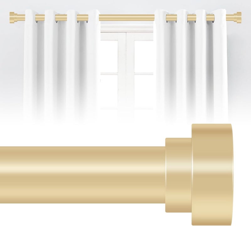 hei! dear Gold Curtain Rods for Windows 28 to 48 Inch(2.3-4ft), 1Inch Heavy Duty Curtain Rods, Adjustable Curtains Rod, Modern Decorative Drapery Window Rod, 30-58", Brass Gold - Image 1